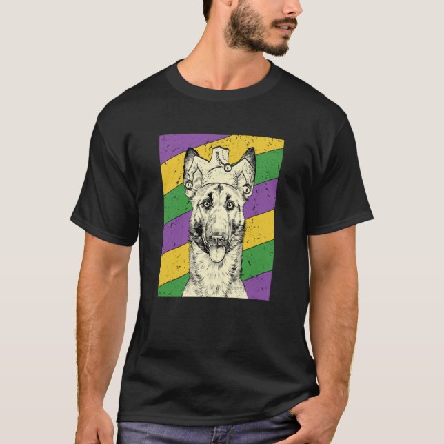 Belgian Malinois Jester Mardi Gras Dog Mom or Dad T-Shirt (Vorderseite)