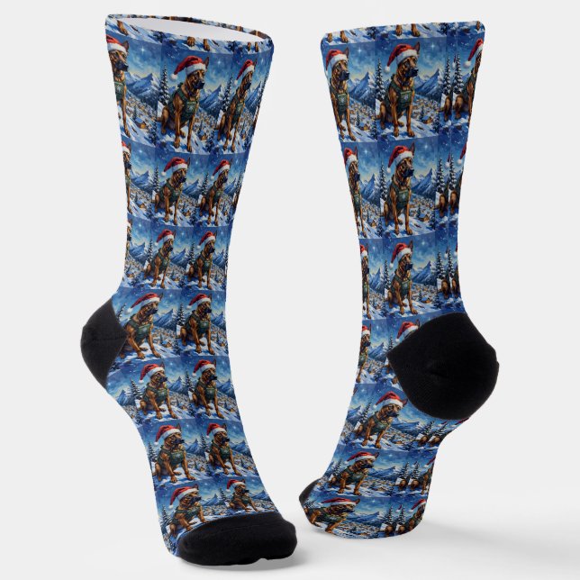 Belgian Malinois Mountain Patrol Christmas Socken (Gewinkelt)
