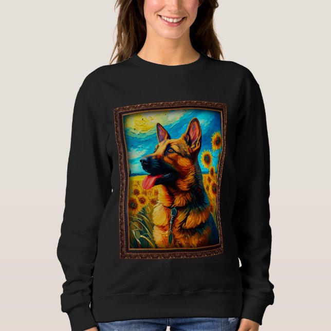 Belgian Malinois Painting Sunflower Flower Mom Wom Sweatshirt (Vorderseite)