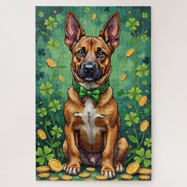 Belgian Malinois St Patrick’s Day Lucky Dog Puzzle (Vertikal)