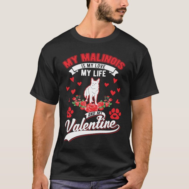 Belgian Malinois Valentine's Day Meleche Herder Ma T-Shirt (Vorderseite)