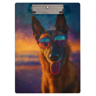 Belgian Malinois Wearing Sunglasses Klemmbrett