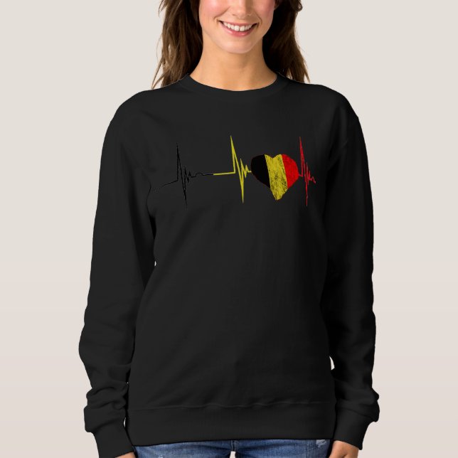 Belgian Pride Heart Heartbeat EKG Pulse Belgium Be Sweatshirt (Vorderseite)