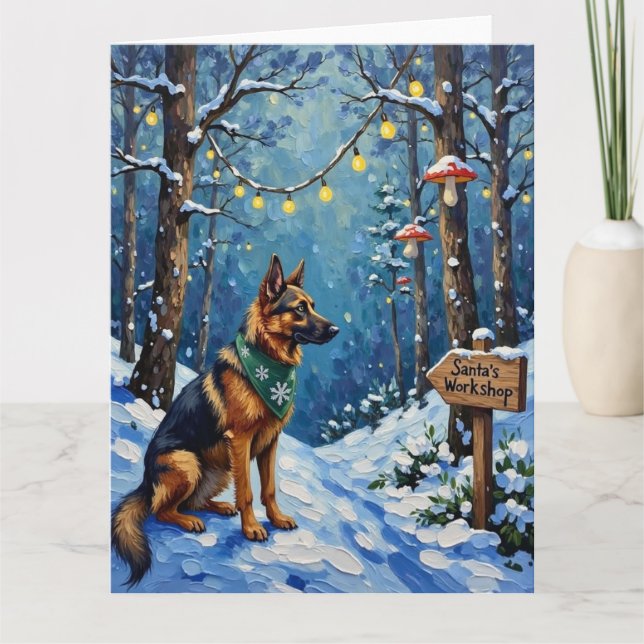 Belgian Shepherd Christmas Enchanted Forest Karte (Vorderseite)