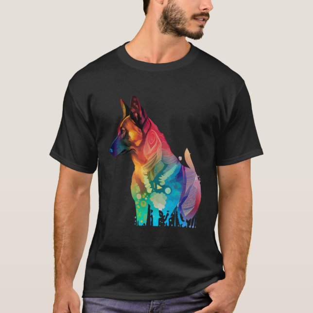 Belgian Shepherd Malinois Colorful Pop Splash T-Shirt (Vorderseite)