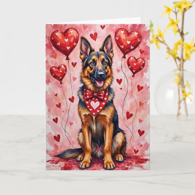 Belgian Shepherd Valentine’s Day Dog with Hearts Karte (Gelbe Blume)