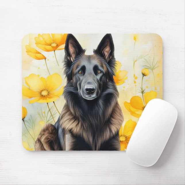 Belgian Tervuren Dog Lover and Poppies Mousepad (Mit Mouse)