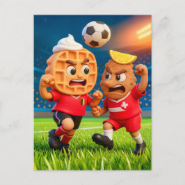 Belgian waffle versus Austrian schnitzel soccer du Postkarte