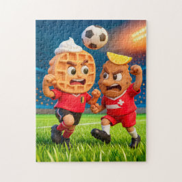 Belgian waffle versus Austrian schnitzel soccer du Puzzle