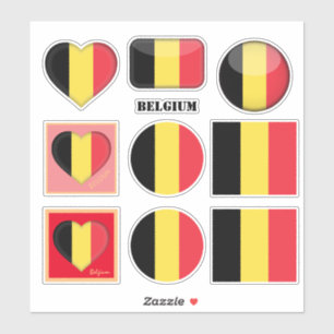 Belgien Aufkleber und belgische Flagge, Herz/Sport