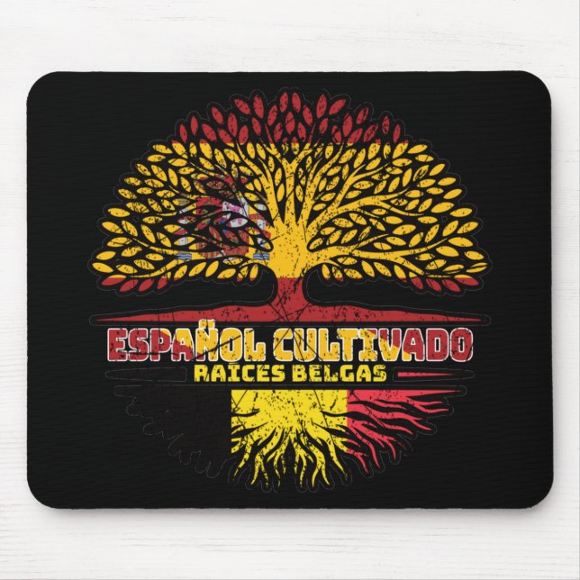 Belgien Belgien Spanien Flagge für Baumhirten Mousepad (Vorne)