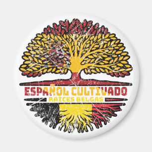 Belgien Belgisch Spanien Spanisch Baum Wurzeln Fla Magnet