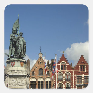Belgien, Brugge (auch Brug oder Bruge). UNESCO Quadratischer Aufkleber