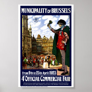 Belgien Brüssel Vintage-Messeplakat Restauriert Poster