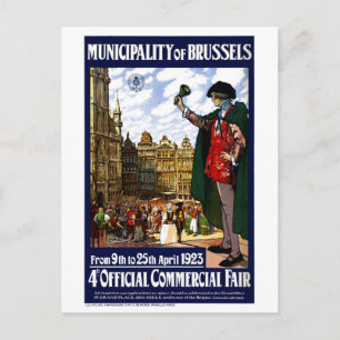Belgien Brüssel Vintage-Messeplakat Restauriert Postkarte