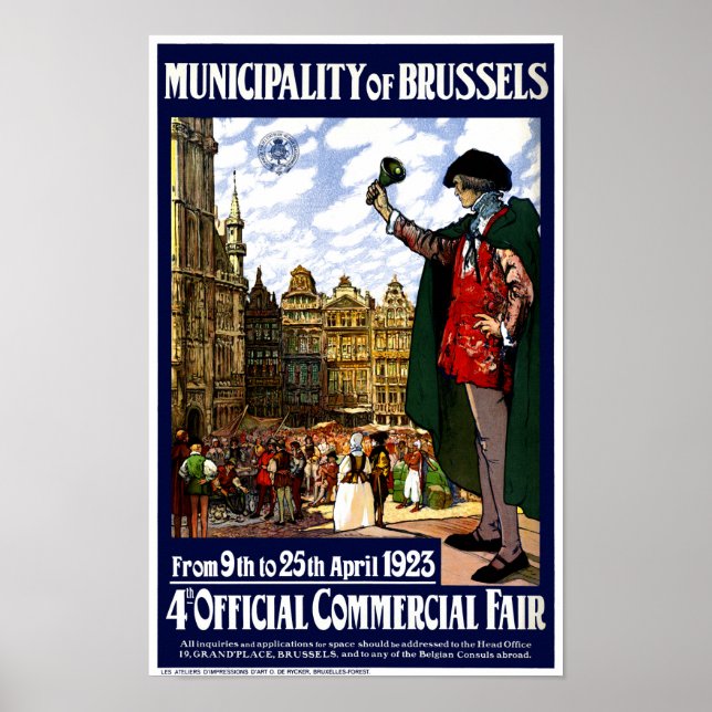 Belgien Brüssel Vintages Messeposter wiederhergest Poster (Vorne)