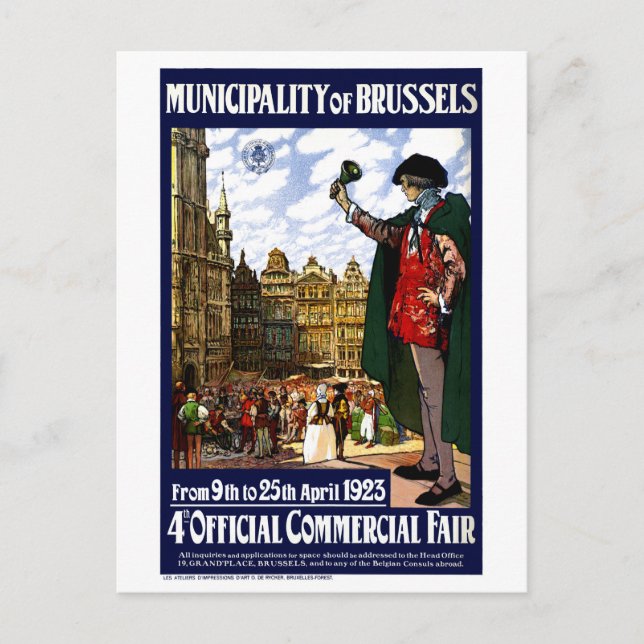 Belgien Brüssel Vintages Messeposter wiederhergest Postkarte (Vorderseite)