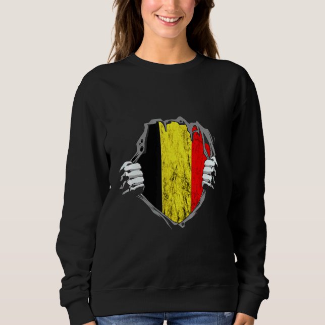 Belgien Brustkreuz Belgische Flagge Belgique Preis Sweatshirt (Vorderseite)