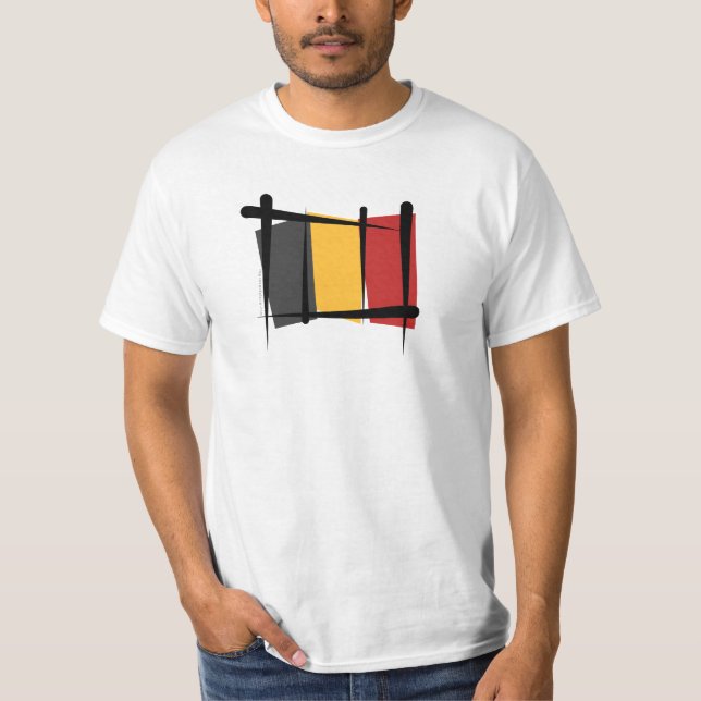 Belgien-Bürsten-Flagge T-Shirt (Vorderseite)