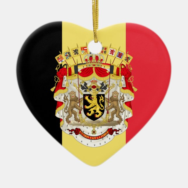 Belgien Flag & COA Keramik Ornament (Vorne)