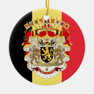 Belgien Flag & COA Keramikornament