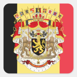 Belgien Flag & COA Quadratischer Aufkleber