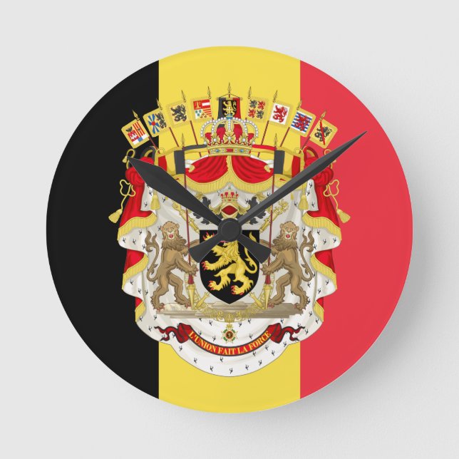 Belgien Flag & COA Runde Wanduhr (Vorderseite)