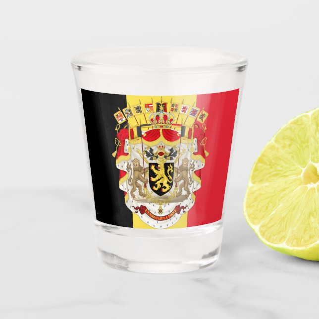 Belgien Flag & COA Schnapsglas (Vorderseite)