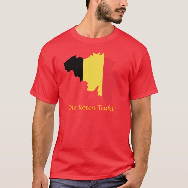 Belgien Flag Karte Die Roten Teufel T - Shirt (Vorderseite)