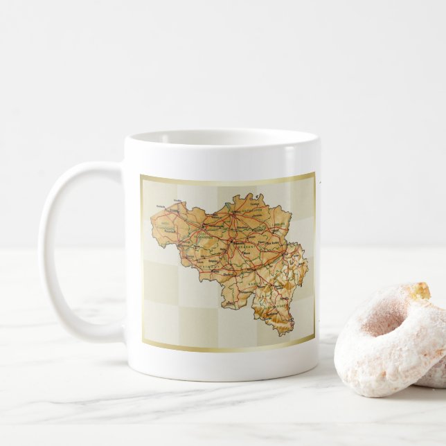 Belgien Flag + Karte Tasse (Mit Donut)