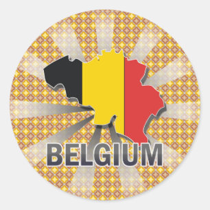 Belgien Flag Map 2.0 Runder Aufkleber