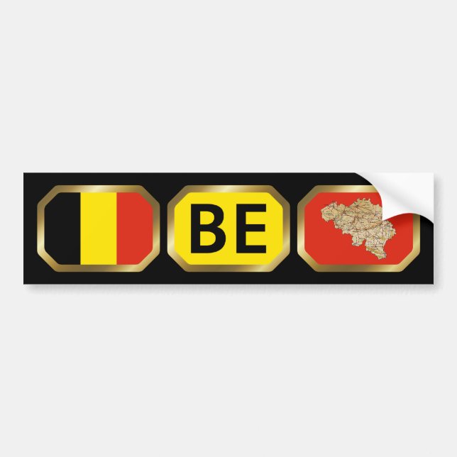 Belgien Flag Map Code Autoaufkleber (Vorne)