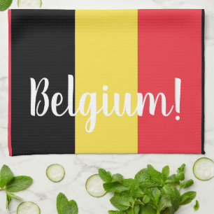 Belgien - Flag und Text Geschirrtuch