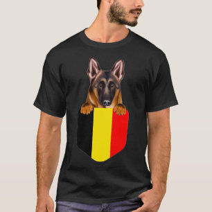Belgien Flagge: Belgischer Tervuren-Hund in Pocket T-Shirt
