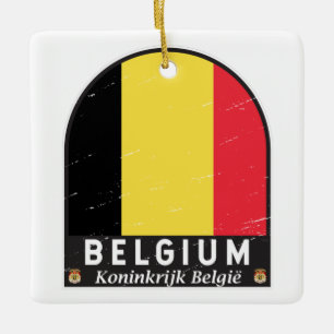 Belgien-Flagge Emblem Abgenutzt Vintage Keramikornament