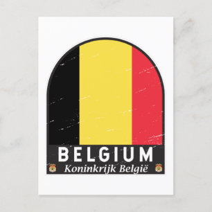 Belgien-Flagge Emblem Abgenutzt Vintage Postkarte