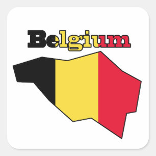 Belgien-Flagge in der Karte Quadratischer Aufkleber
