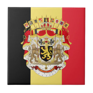 Belgien-Flagge & Wappen Fliese