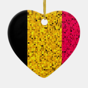 Belgien-Flaggen-Glitterverzierung Keramikornament