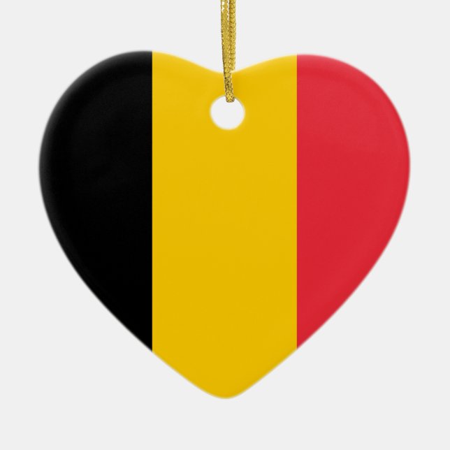 Belgien-Flaggen-Herz-Verzierung Keramik Ornament (Vorne)