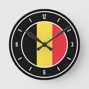 Belgien-Flaggenelegante Runde Wanduhr