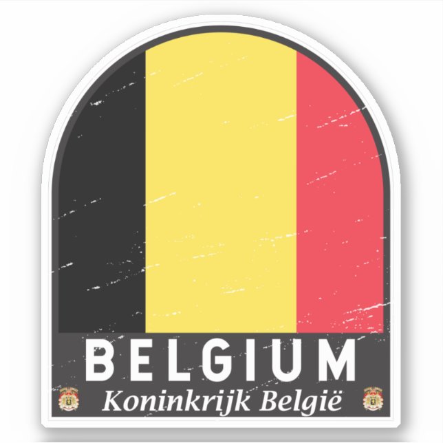 Belgien FlaggenEmblem gestört Vintag Aufkleber (Vorderseite)