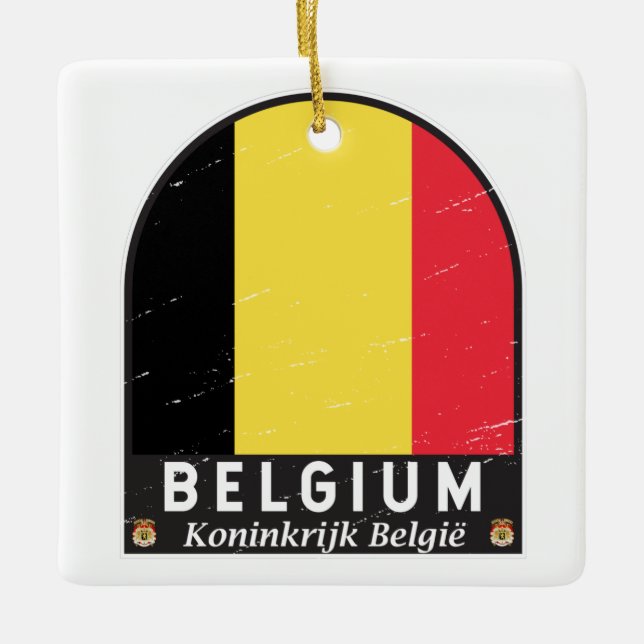 Belgien FlaggenEmblem gestört Vintag Keramikornament (Vorderseite)