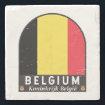Belgien FlaggenEmblem gestört Vintag Steinuntersetzer<br><div class="desc">Belgien hatte ein gebeuteltes Emblem mit der Flagge und dem Wappen.</div>