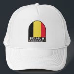 Belgien FlaggenEmblem gestört Vintag Truckerkappe<br><div class="desc">Belgien hatte ein gebeuteltes Emblem mit der Flagge und dem Wappen.</div>