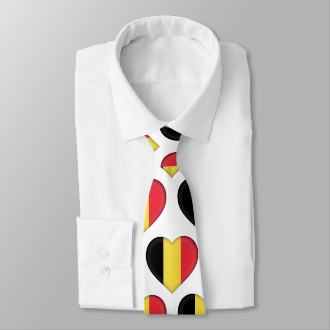 Belgien Flaggenfarben Herzmuster Neck Tie Krawatte (Gebunden)