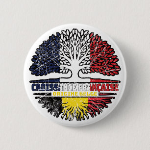 Belgien Französisch-Französisch-Tree-Roots-Flag Button