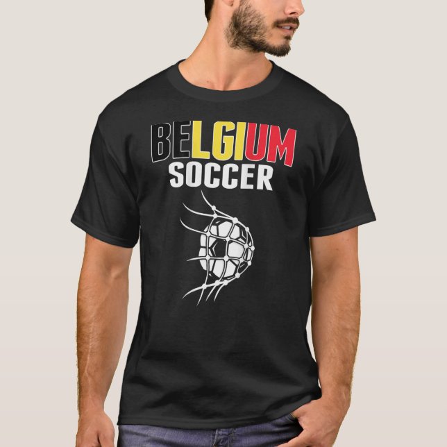 Belgien Fußball-Ball im belgischen Fußballnetz T-Shirt (Vorderseite)