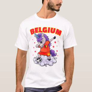 Belgien Fußball Dabbing Einhorn Belgischer Fußball T-Shirt
