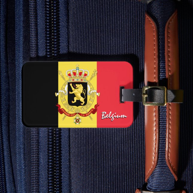 Belgien Gepäckmarken, patriotische belgische Flagg Gepäckanhänger (Vorderseite Insitu 4)